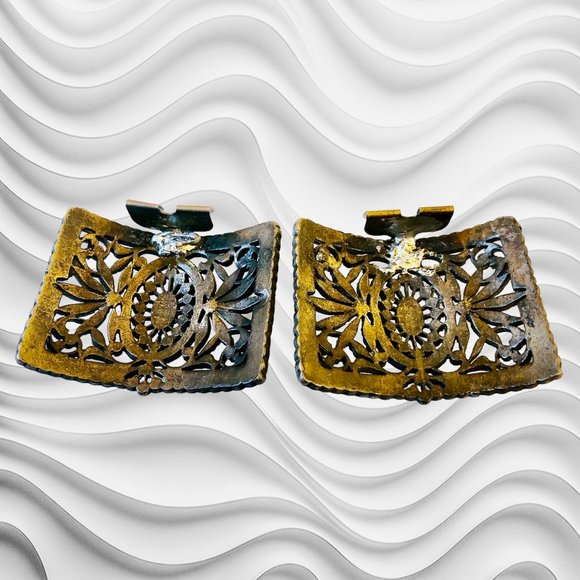 Vintage Shoe Clip Studs Silvertone Heavy Large - Picture 8 of 10